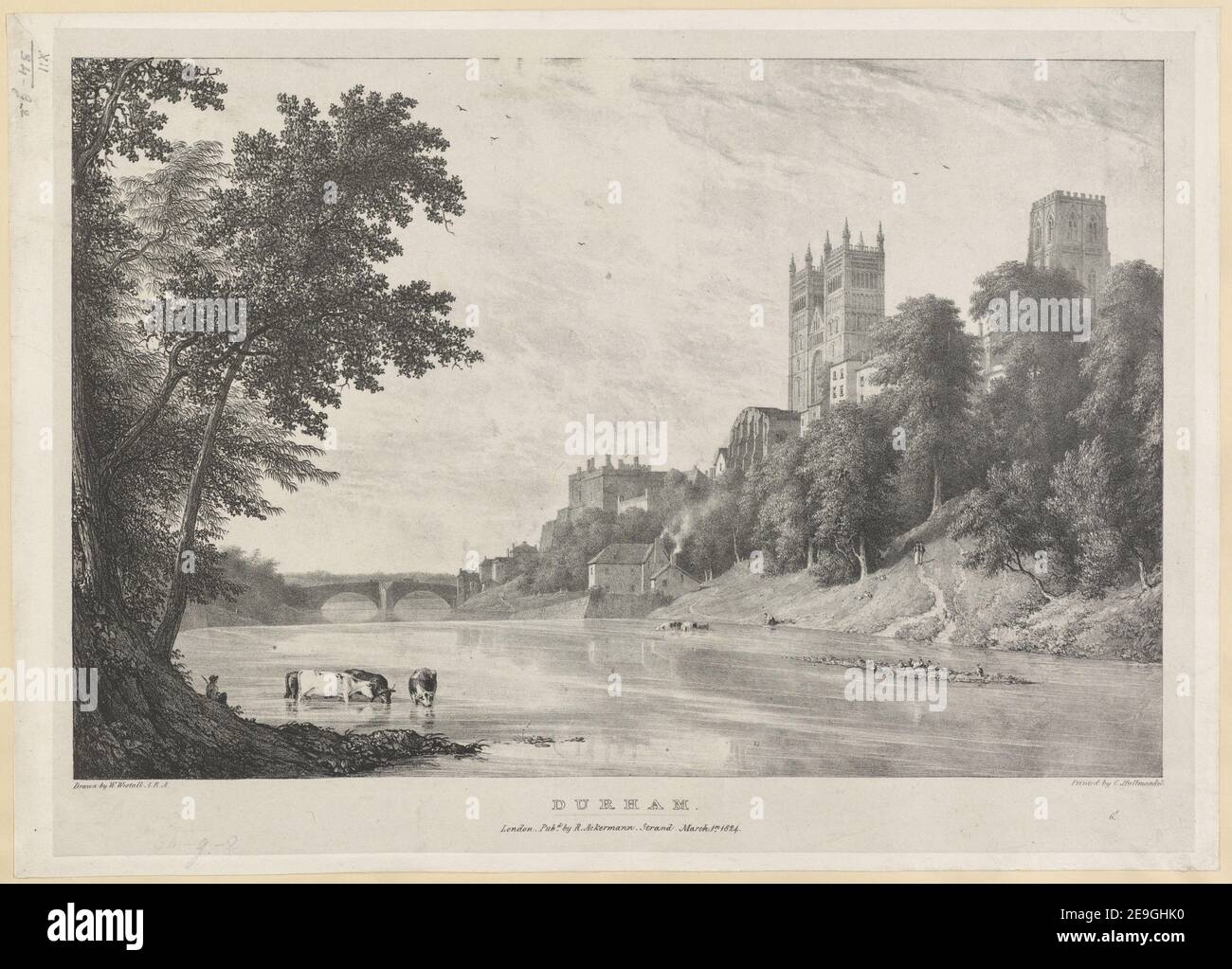 Durham. Autor Westall, William 12,34.g,2. Erscheinungsort: London Verlag: Pub.d von R. Ackermann. Strang. März 1.st., Erscheinungsdatum: 1824. Art des Artikels: 1 Druck Medium: Lithographie Maße: Blatt 30,0 x 41,8 cm ehemaliger Besitzer: George III., König von Großbritannien, 1738-1820 Stockfoto