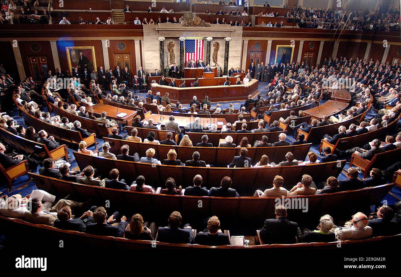 Der irakische Premierminister Nuri al-Maliki spricht am 26. Juli 2006 bei einer gemeinsamen Sitzung des US-Kongresses in Washington DC, USA. Al-Maliki verbrachte den Morgen Treffen US-Gesetzgeber im US-Kapitol. Foto von Olivier Douliery/ABACAPRESS.COM Stockfoto