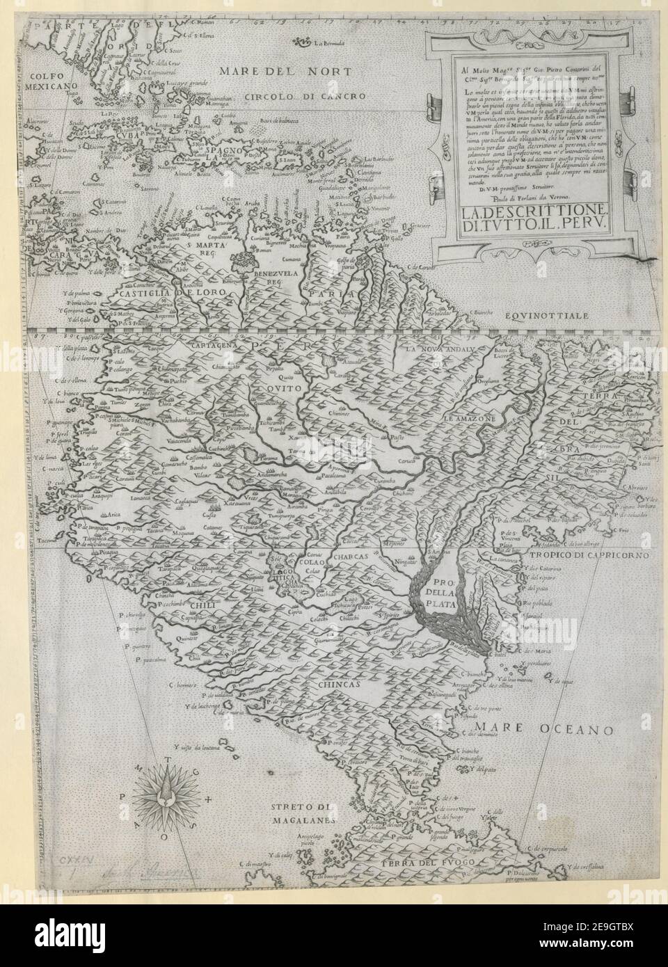 LA. DESCRITTIONE. DI TUTTO. IL. PERU. Autor Forlani, Paolo 124,1. Erscheinungsort: [Venedig] Verlag: Paulo di Forlani da Verona., Erscheinungsdatum: [Ca. 1560.] Objekttyp: 1 Karte Maße: 51 x 38 cm ehemaliger Besitzer: George III., König von Großbritannien, 1738-1820 Stockfoto