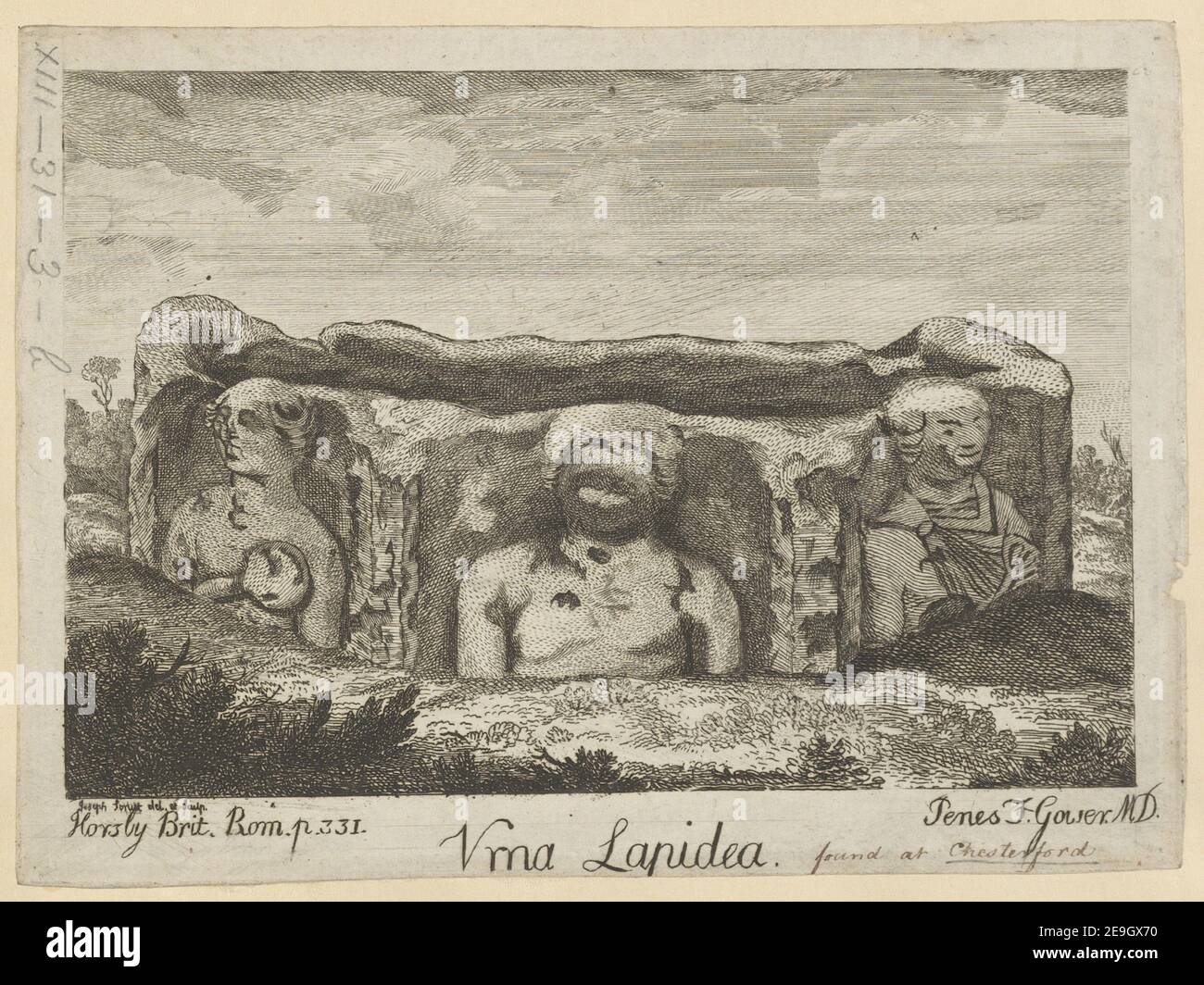 Vrna Lapidea. Autor Strutt, Joseph 13,31.3.B. Erscheinungsort: [London] Verlag: [Unveröffentlicht]., Erscheinungsdatum: [1771 c.] Art des Artikels: 1 Druck Medium: Radierung Maße: Blatt 15,7 x 21,5 cm [im Plattenmark beschnitten] ehemaliger Besitzer: George III., König von Großbritannien, 1738-1820 Stockfoto