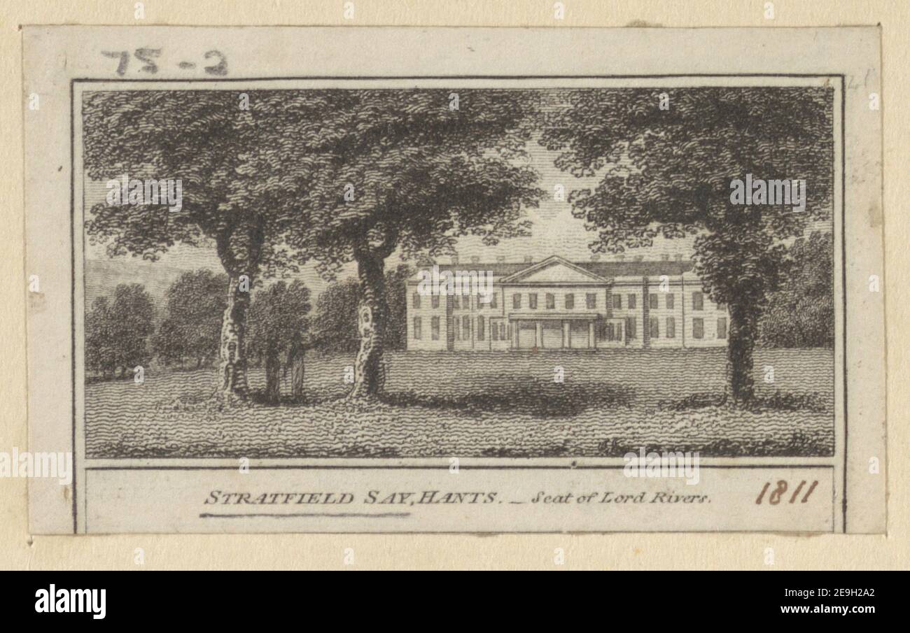 Stratfield Say, Hants. Visual Material information: Titel: Stratfield Say, Hants. ; 14,75.2. Ort der Veröffentlichung: [London] Verlag: [W. Peacock]., Erscheinungsdatum: [1811] Objekttyp: 1 Druckmedium: Radierung Maße: Blatt 4,0 x 6,7 cm [getrimmt innerhalb Plattenmark]. Ehemaliger Besitzer: George III., König von Großbritannien, 1738-1820 Stockfoto