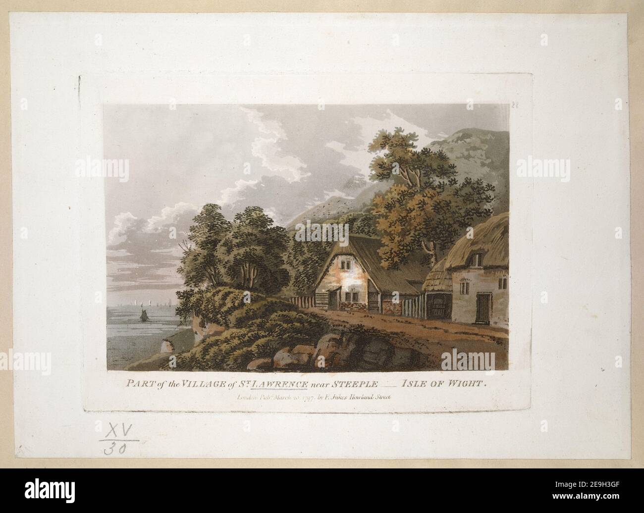 TEIL des DORFES ST LAWRENCE in der Nähe VON KIRCHTURM, ISLE OF WIGHT. Autor Jukes, Francis 15,30. Erscheinungsort: London Verlag: Pubd March 20 1797 by F. Jukes, Howland Street., Erscheinungsdatum: [März 20 1797] Artikeltyp: 1 Print Medium: Aquatinta und Radierung mit Handkolorierung Maße: Platemark 13,9 x 18,5 cm, auf Blatt 18,2 x 25,5 cm Alteigner: Georg III., König von Großbritannien, 1738-1820 Stockfoto