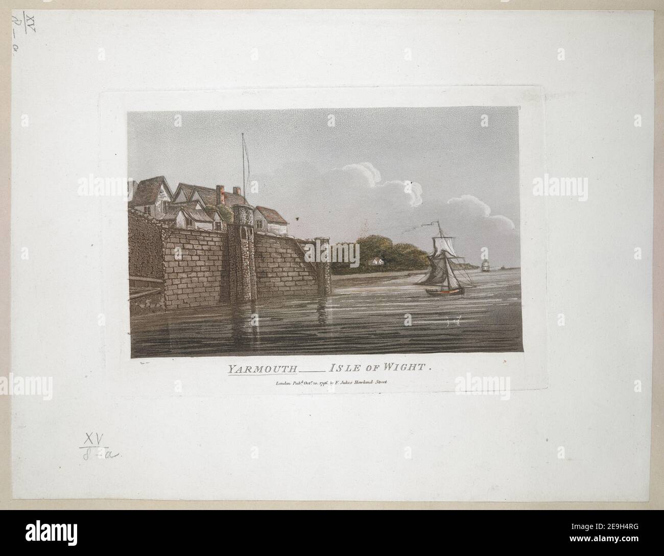 YARMOUTH ISLE OF WIGHT. Autor Jukes, Francis 15,8.a. Erscheinungsort: London Verlag: Pubd Octr 20 1796 by F. Jukes Howland Street., Erscheinungsdatum: [Oktober 20 1796] Artikeltyp: 1 Print Medium: Aquatinta und Radierung mit Handkolorierung Maße: Platemark 14 x 20,4 cm, auf Blatt 22,4 x 29,3 cm Alter Besitzer: Georg III., König von Großbritannien, 1738-1820 Stockfoto