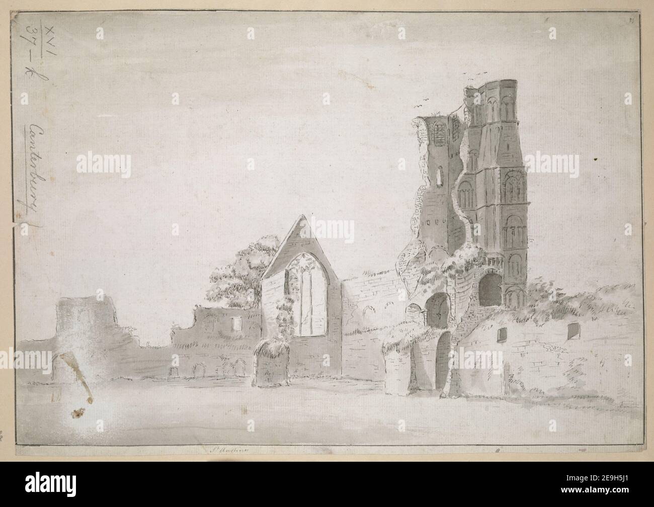 St. Augustine Canterbury. Autor Grose, Francis 16,37.k. Erscheinungsdatum: [Ca. 1750-1760] Objekttyp: 1 Zeichnung Medium: Feder und schwarze Tinte mit monochromer Waschanlage Maße: Blatt 24,6 x 35,1 cm ehemaliger Besitzer: George III, König von Großbritannien, 1738-1820 Stockfoto