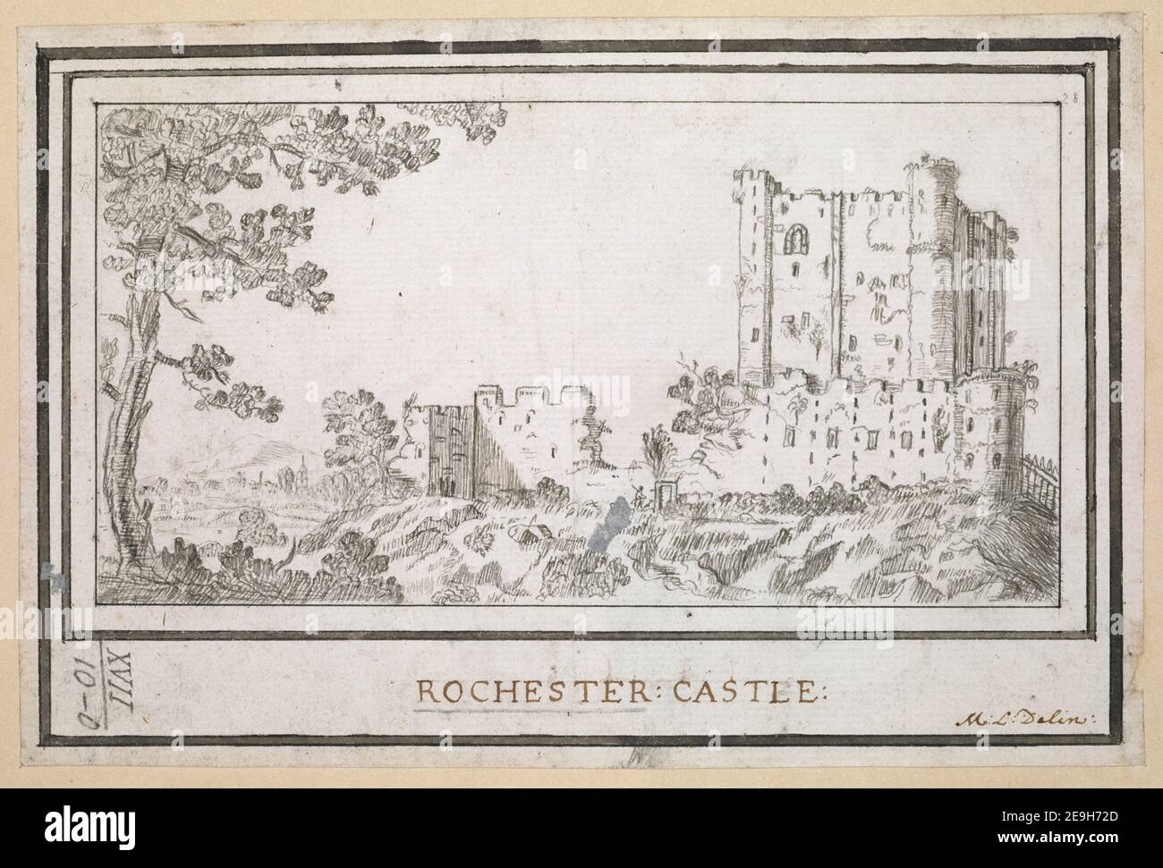 ROCHESTER CASTLE Autor M. L. 17,10.o. Erscheinungsdatum: [Ca. 1770-1790] Objekttyp: 1 Zeichnung Medium: Feder und schwarze Tinte Maße: Blatt 12,7 x 19 cm ehemaliger Besitzer: George III., König von Großbritannien, 1738-1820 Stockfoto