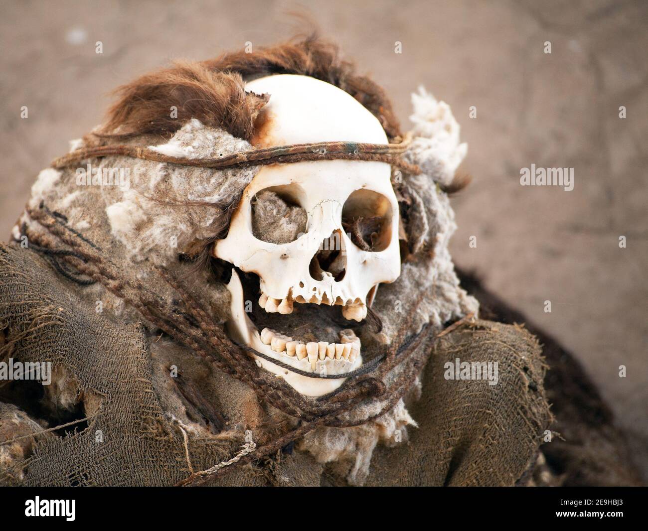 Historische Ausgrabungen von preinca nazca Zivilisation Friedhof von Chauchilla bei Nazca in Peru Stockfoto