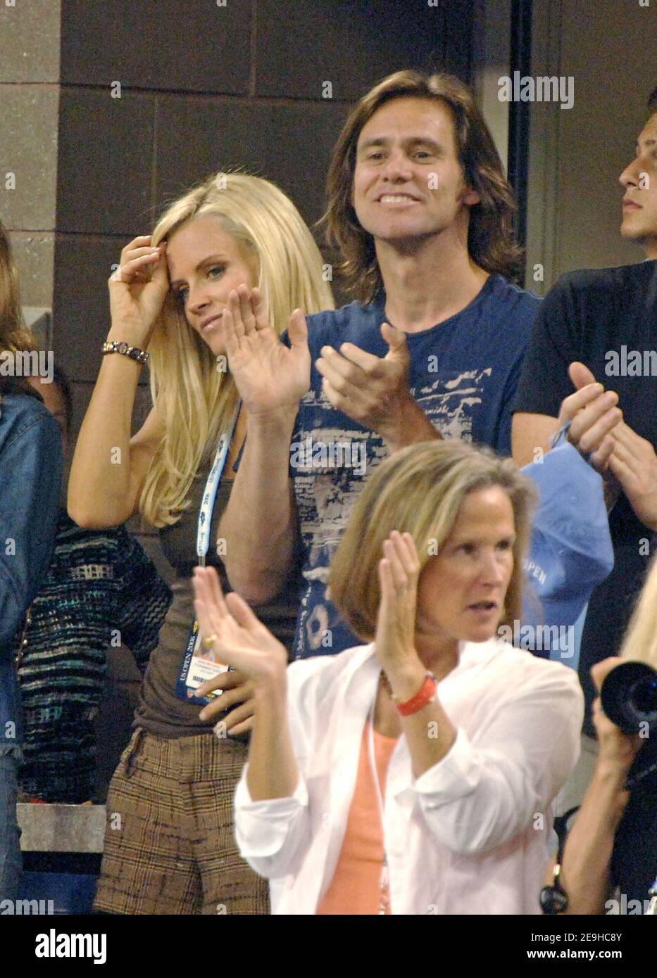 Jim Carrey und Jenny McCarthy nehmen am 2006. September 2006 am US Open Women Finale 9 in Flushing Meadow in New York City, NY, USA Teil. Foto von Lionel Hahn/Cameleon/ABACAPRESS.COM Stockfoto