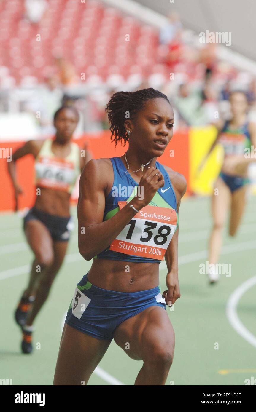 Die amerikanische Sanya Richards performt am 10. September 2006 beim IAAF World Athletics Final 4th in Stuttgart auf 400 Meter hohen Frauen. Foto von Stephane Kempinaire/Cameleon/ABACAPRESS.COM Stockfoto