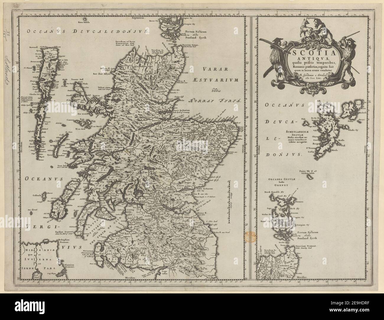 SCOTIA ANTIQVA Autor Gordon, Robert 2,121. Erscheinungsort: [Amsterdam] Verlag: [Joan Blaeu] Erscheinungsdatum: MDCLIII. Objekttyp: 2 Karten Medium: Kupferstich Maße: 39,2 x 33,4 cm und 39,2 x 16,2 cm ehemaliger Besitzer: George III, König von Großbritannien, 1738-1820 Stockfoto