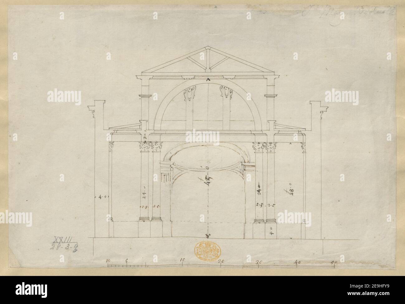 St. Mary Woolnoth. Autor Hawksmoor, Nicholas 23,28.3.q Erscheinungsdatum: [Ca. 1716-1719] Objekttyp: 1 Zeichnung Medium: Stift und schwarze Tinte über Bleistift Maße: Blatt 22 x 32,3 cm ehemaliger Besitzer: George III, König von Großbritannien, 1738-1820 Stockfoto
