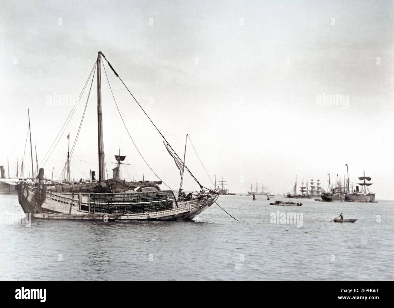 Foto des späten 19th. Jahrhunderts - japanische Dschunken, Schiffe, c.1880 Stockfoto