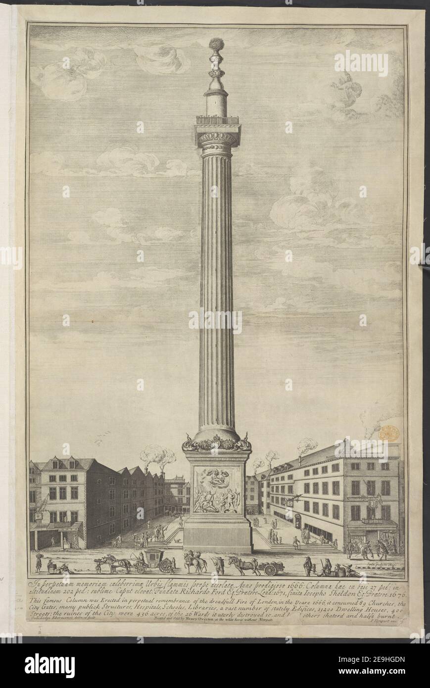 Denkmal für das große Feuer von London . Author Lodge, William 24,16.a. Erscheinungsort: [London] Verlag: Printed and Sold by Henry Overton at the White Horse Without Newgate, Erscheinungsdatum: [Zwischen 1677 und 1685] Artikeltyp: 1 Druckmedium: Radierung und Gravur Maße: Blatt 61,8 x 39,5 cm (getrimmt) Ex-Besitzer: George III, King of Great Britain, 1738-1820 Stockfoto