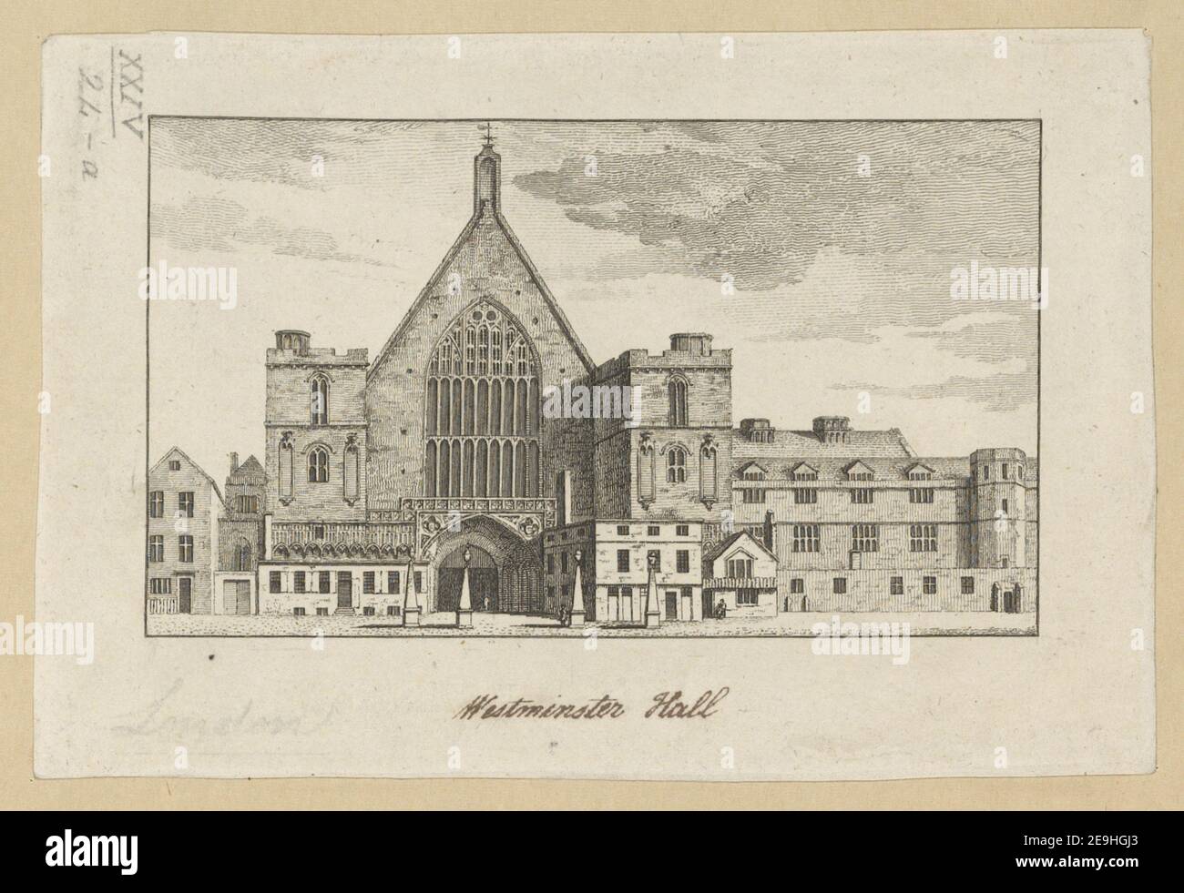 Westminster Hall Visuelle Materialinformationen: Titel: [Westminster Hall]. 24,24.a. Erscheinungsort: [London] Verlag: [Verlag nicht identifiziert] Erscheinungsdatum: [Zwischen 1750 und 1800] Objekttyp: 1 Druckmedium: Radierung Maße: Plattenmark 16,7 x 24,5 cm, auf Blatt 23,1 x 35,5 cm ehemaliger Besitzer: George III., König von Großbritannien, 1738-1820 Stockfoto