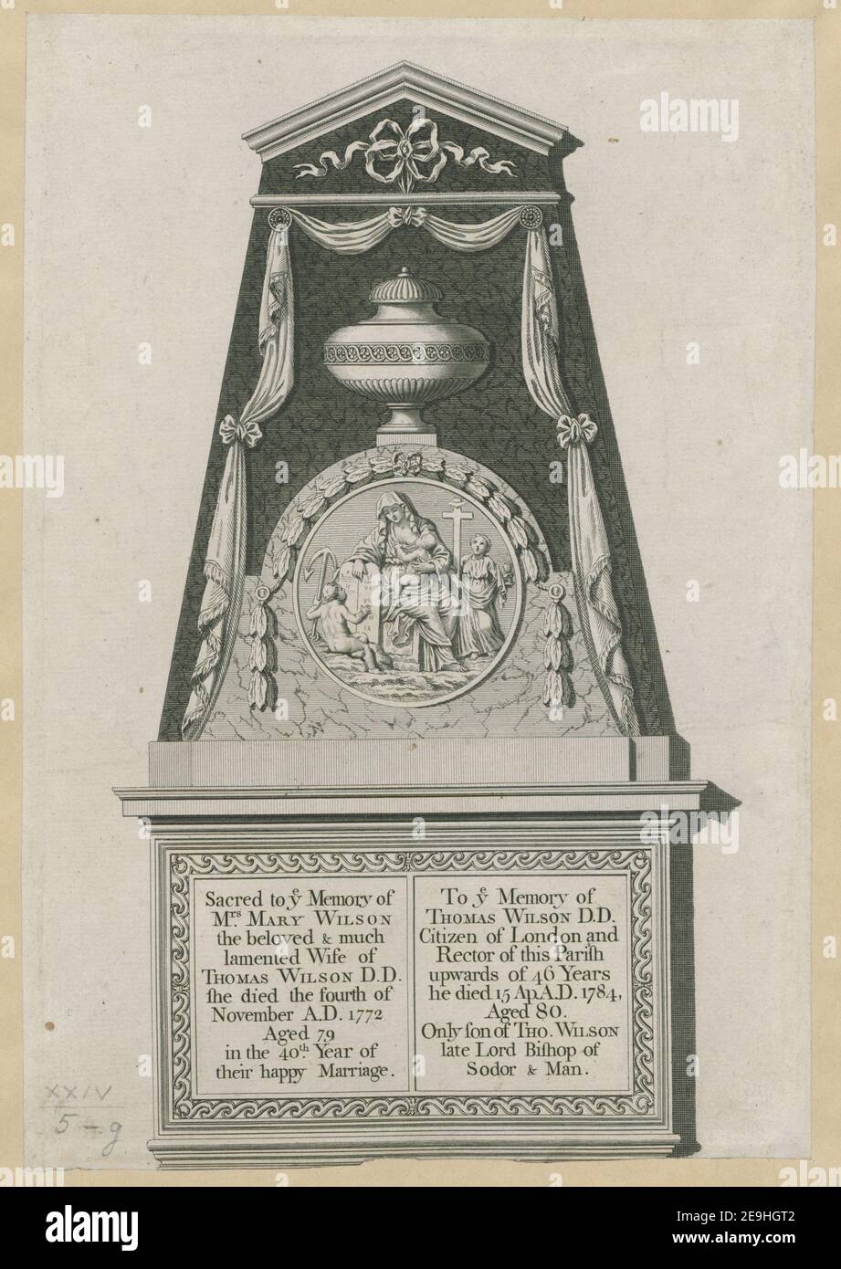 Denkmal von Dr. Wilson in Walbrook Kirche . Autor Grignion, Charles 24,5.g. Erscheinungsort: [London] Verlag: [John Nichols] Erscheinungsdatum: [November 1788] Objekttyp: 1 Print Medium: Radierung und Gravur Maße: Blatt 29,9 x 20,7 cm (getrimmt) Ex-Besitzer: George III, King of Great Britain, 1738-1820 Stockfoto