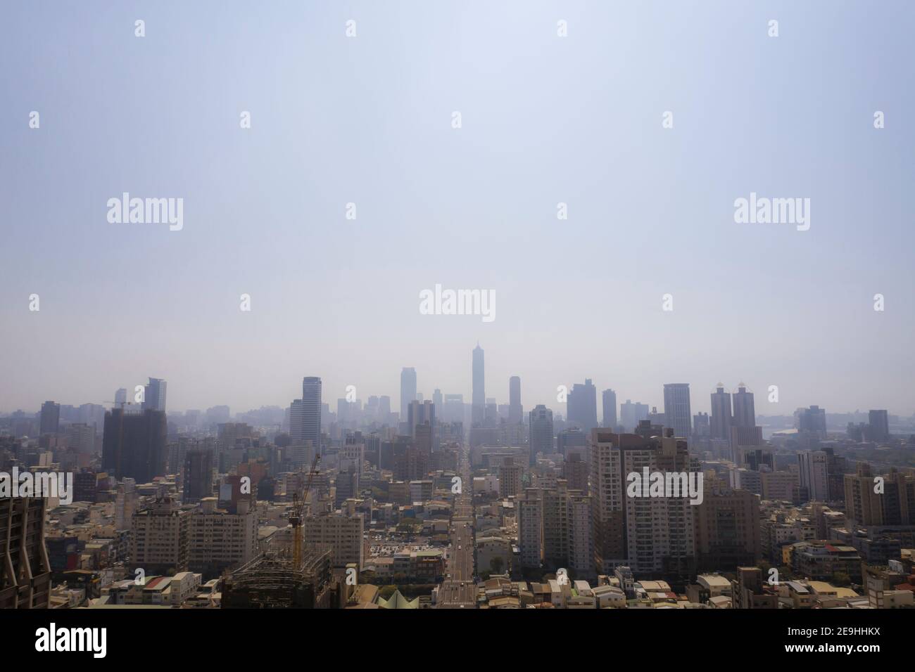 Luftaufnahme von PM2,5 Luftverschmutzung in Kaohsiung Stadt, Taiwan. Stockfoto