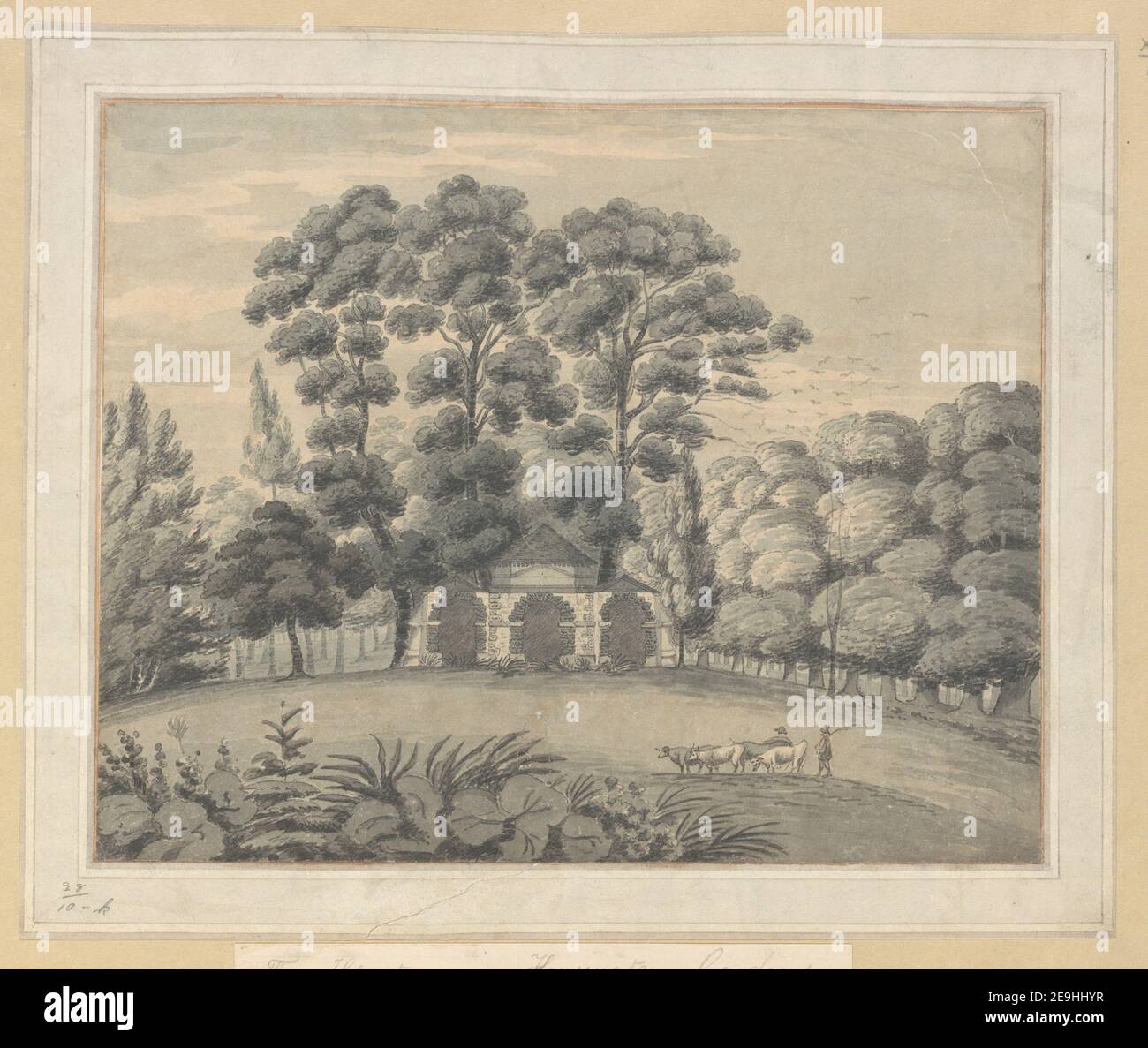 The Hermitage in Kensington Gardens. Visual Material information: Titel: Die Eremitage in Kensington Gardens. 28,10.k. Erscheinungsdatum: [Um 1770-1800] Objekttyp: 1 Zeichnung Medium: Feder und schwarze Tinte mit monochromer Wäsche Maße: Blatt 21,8 x 27,2 cm ehemaliger Besitzer: George III, König von Großbritannien, 1738-1820 Stockfoto