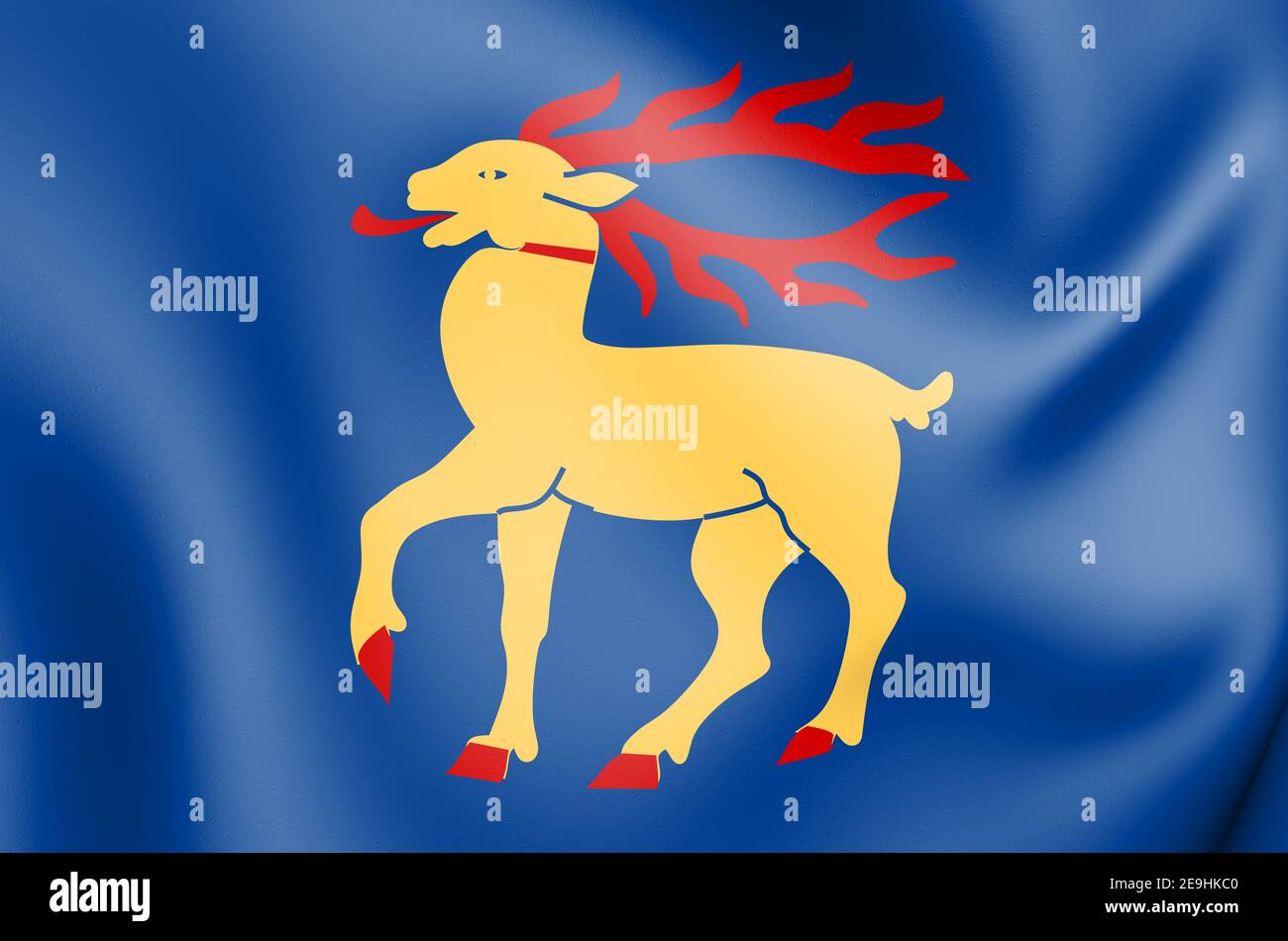 3D Flagge von Oland County, Schweden. 3D Abbildung. Stockfoto
