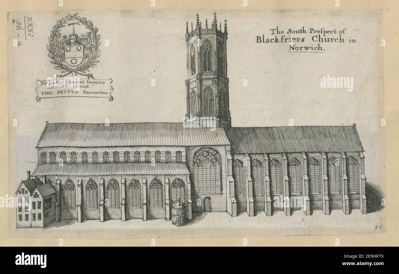 Die Südseite der Blackfriers Kirche in Norwich. Autor King, Daniel 31,36.a. Erscheinungsort: [London] Verlag: [J. Overton] Erscheinungsdatum: [1672 c.] Art des Artikels: 1 Druck Medium: Radierung Maße: Blatt 16,8 x 27,8 cm [im Plattenmark beschnitten] ehemaliger Besitzer: George III., König von Großbritannien, 1738-1820 Stockfoto