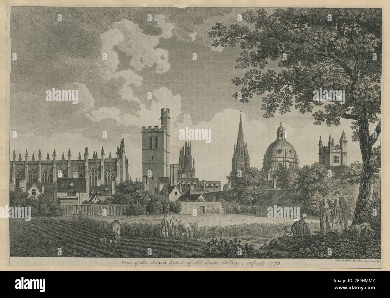 Blick auf die Rückseite des All Souls College, Oxford 1773 Autor Rooker, Edward 34,42.g. Erscheinungsort: [Oxford] Verlag: [Oxford University Press] Erscheinungsdatum: [1773] Art der Publikation: 1 Print Medium: Radierung Maße: Blatt 31,3 x 45,5 cm (getrimmt unten Platemark) Ex-Besitzer: George III, King of Great Britain, 1738-1820 Stockfoto