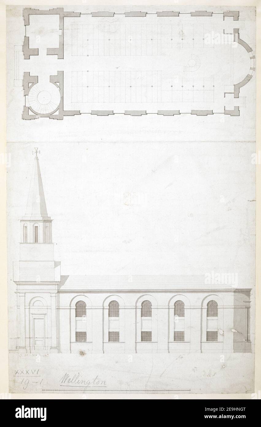 Wellington in Shropshire erbaut im Jahr 1788. Autor Steuart, George 36,19.1. Veröffentlichungsdatum: [Um 1788] Artikeltyp: 1 Zeichnung Medium: Pen and black ink with monochrome wash Maße: Blatt 44,8 x 28,4 cm Ex-Besitzer: George III, King of Great Britain, 1738-1820 Stockfoto