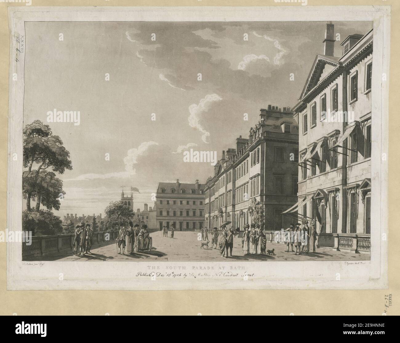 DIE SÜDPARADE BEI BATH. Autor Gandon, James 37,26.b,4. Erscheinungsort: [London] Verlag: Publish'd Decr 15th 1784 by T. Malton No6 Conduit Street., Erscheinungsdatum: [Dezember 15 1784] Artikeltyp: 1 Druckmedium: Aquatinta und Radierung Maße: Platemark 36,7 x 49,9 cm, auf Blatt 39 x 51,8 cm ehemaliger Besitzer: George III., König von Großbritannien, 1738-1820 Stockfoto