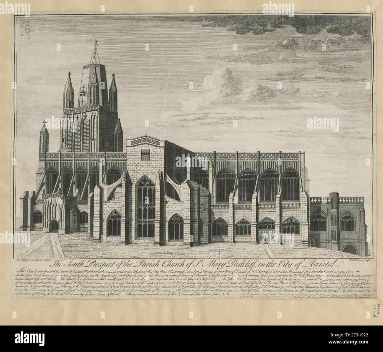 Die Südseite der Pfarrkirche St. Mary Redfliff, in der Stadt Bristol. Autor Toms, W. H. 37,38.k. Ort der Veröffentlichung: [Bristol] Verlag: Veröffentlichen'd gemäß Act of Parlimt Mai 1746 von Benjn Hickey Bookseller in Bristol wo kann man hatte ye Pläne von Bristol, Exeter ,c. Auch eine neugierige Perspektive Blick auf Bristol Hochkreuz mit Blick auf die Kathedrale , die Pfarrkirche St. Augustine., Erscheinungsdatum: [Mai 1746] Objekttyp: 1 Druckmedium: Radierung und Gravur Maße: Blatt 40 x 50,8 cm ehemaliger Besitzer: Georg III., König von Stockfoto