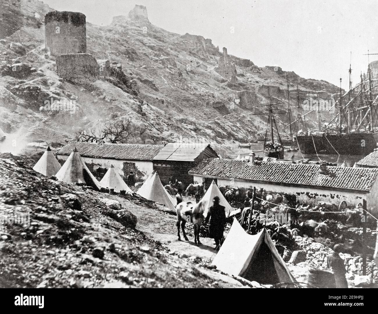 Foto des späten 19th. Jahrhunderts - Hafen von Balaclava, Krimkrieg, Krim, 1850. Stockfoto