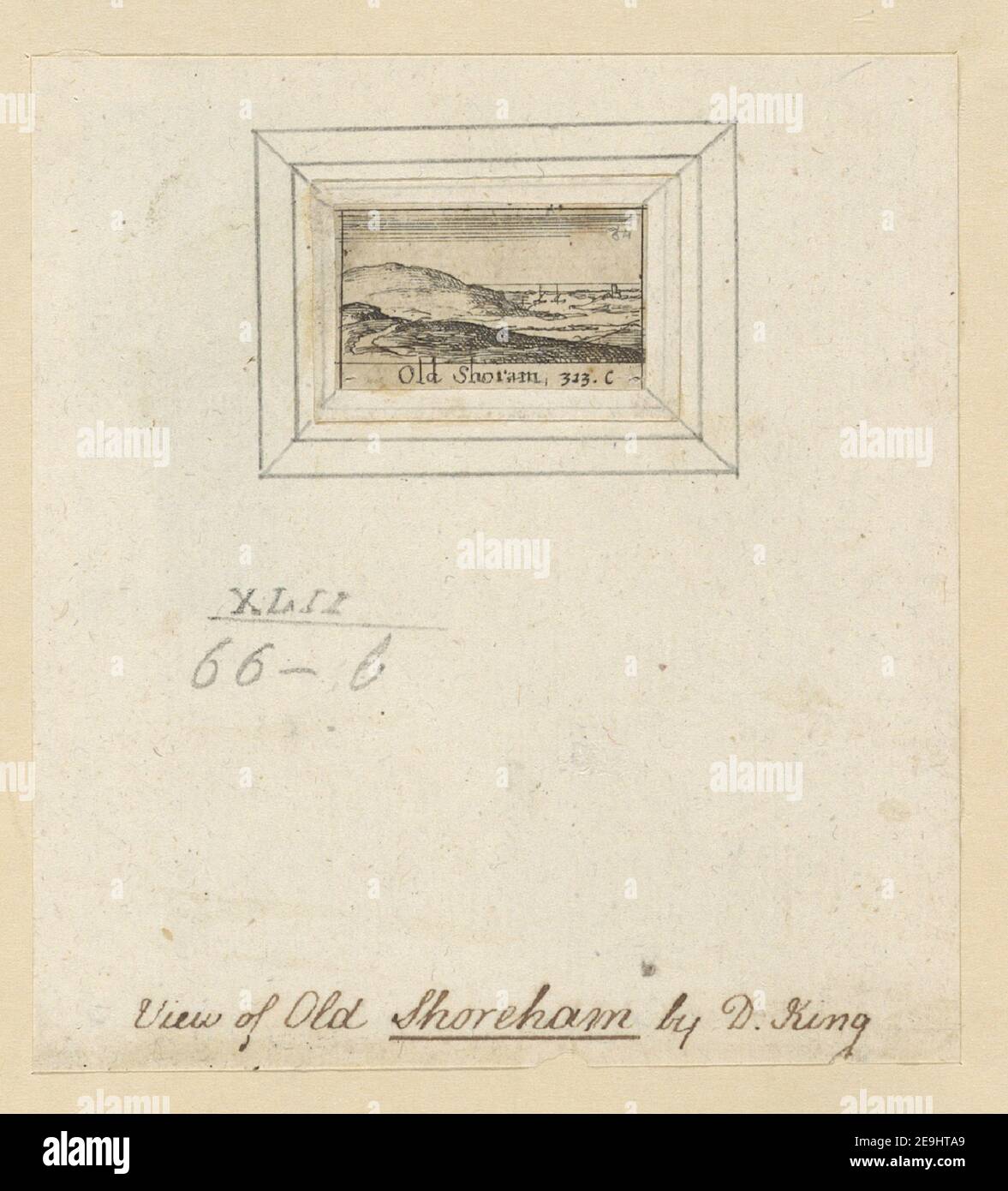 Old Shoreham, 313. C. Autor King, Daniel 42,66.B. Erscheinungsort: [Unbekannter Erscheinungsort] Verlag: [Unbekannter Verlag] Erscheinungsdatum: [1642-1651 c.] Art des Artikels: 1 Druck Medium: Radierung Maße: Blatt 2,2 x 3,5 cm [im Plattenmark beschnitten] ehemaliger Besitzer: George III., König von Großbritannien, 1738-1820 Stockfoto