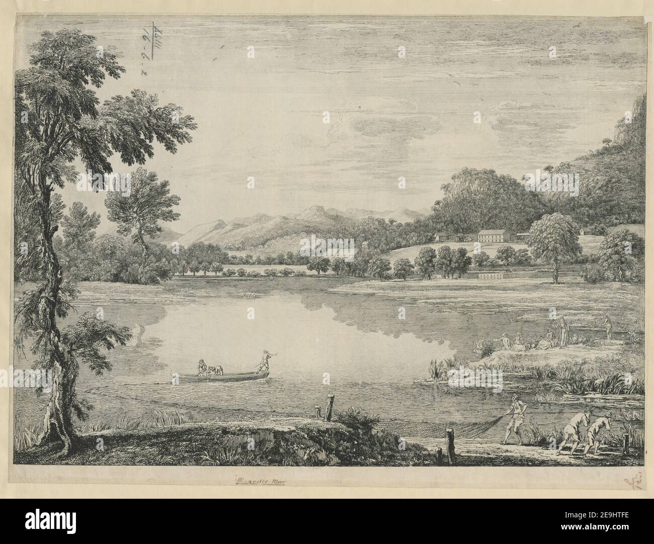 Winander Meer eingeschrieben unten Bild Autor Chatelain, Jean Baptiste Claude 43,16.b,2. Datum der Veröffentlichung: 1753. Art des Artikels: 1 Druck Medium: Radierung und Gravur [unvollendeter Proof] Maße: Blatt 38,2 x 51,5 cm (im Plattenmark geschnitten) ehemaliger Besitzer: George III., König von Großbritannien, 1738-1820 Stockfoto