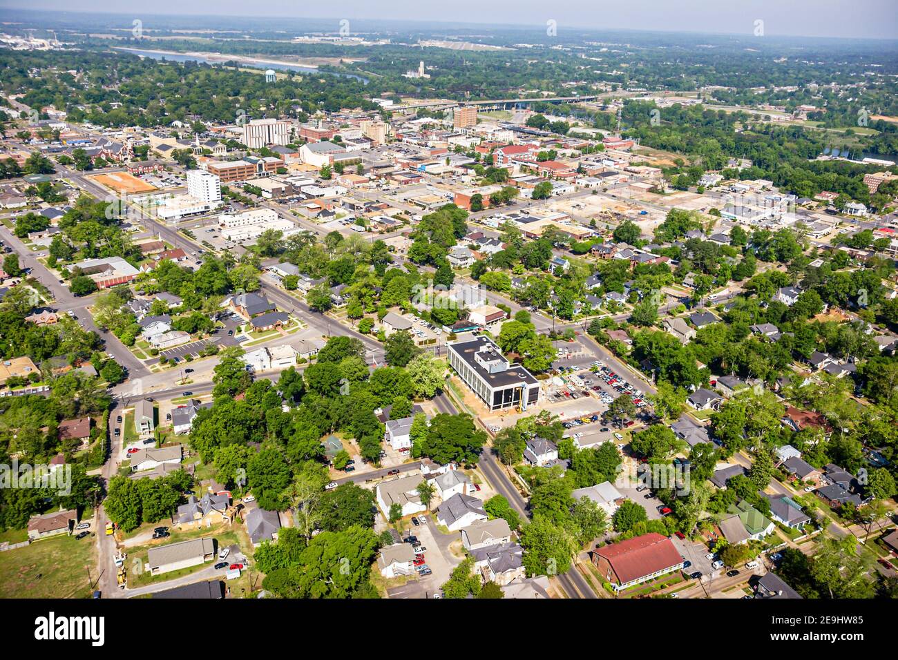 Tuscaloosa Alabama, Innenstadt Stadtzentrum, Luftaufnahme Business District, Black Warrior River, Stockfoto