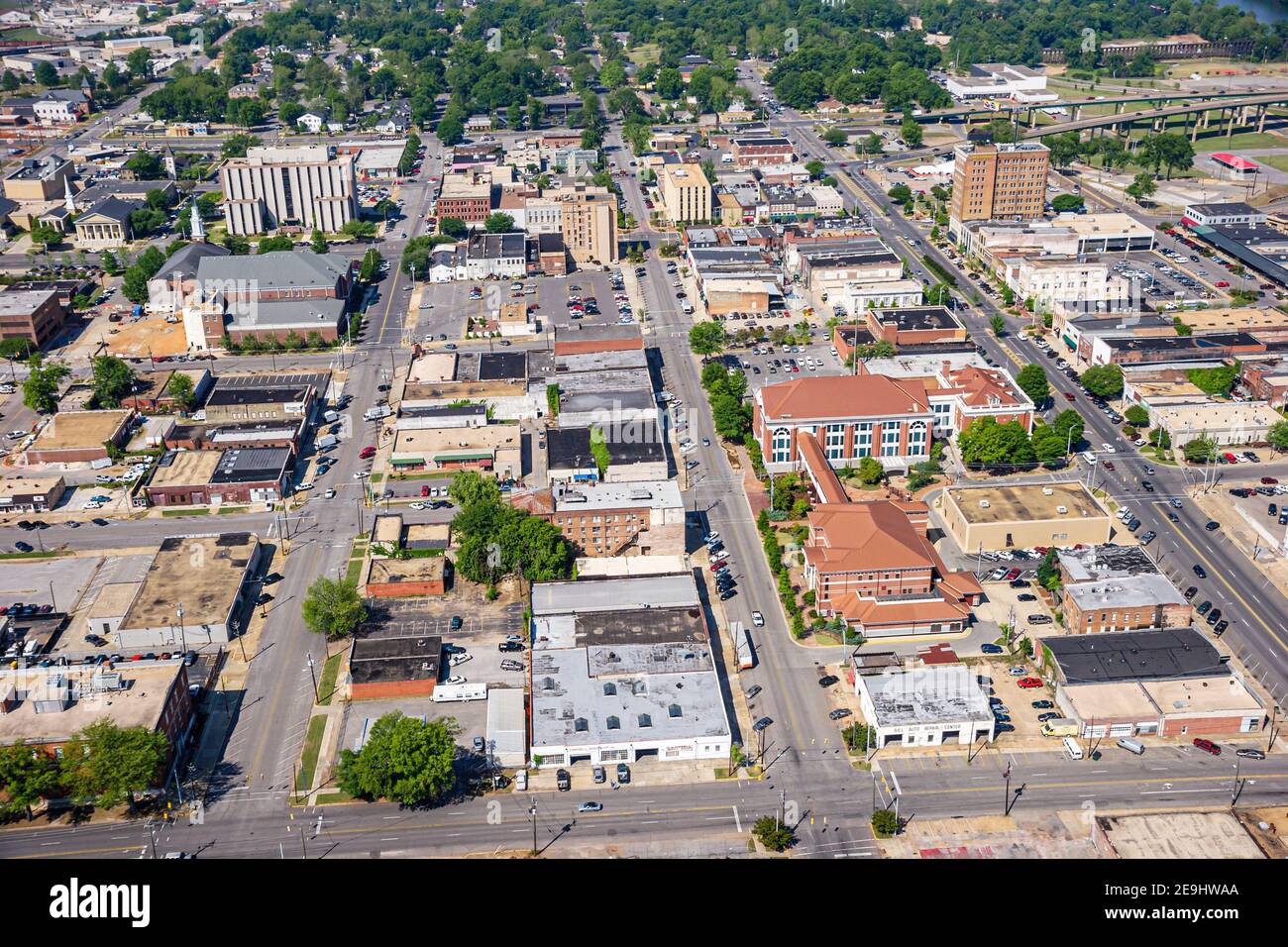 Tuscaloosa Alabama, Stadtzentrum, Luftaufnahme von oben, Geschäftsviertel, Stockfoto