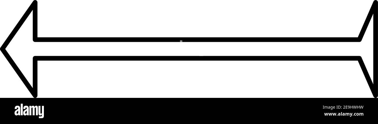 Dünner linker Pfeil mit einem kleinen Schwanz, der nach links zeigt, Illustration, Vektor auf weißem Hintergrund. Stock Vektor