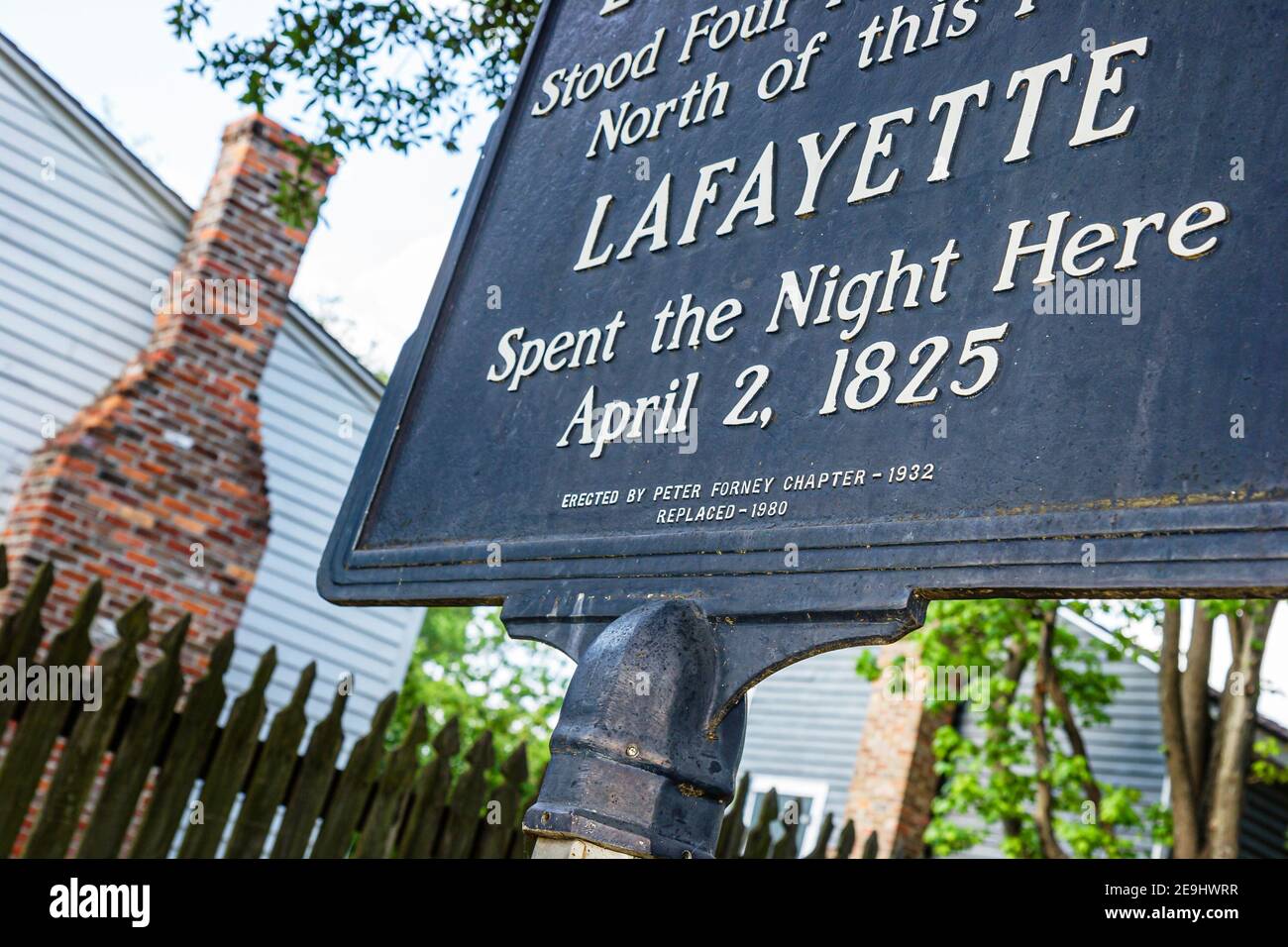 Alabama Montgomery Old Alabama Town restaurierte historische, Zeichen Lafayette verbrachte hier Nacht 1825, Stockfoto