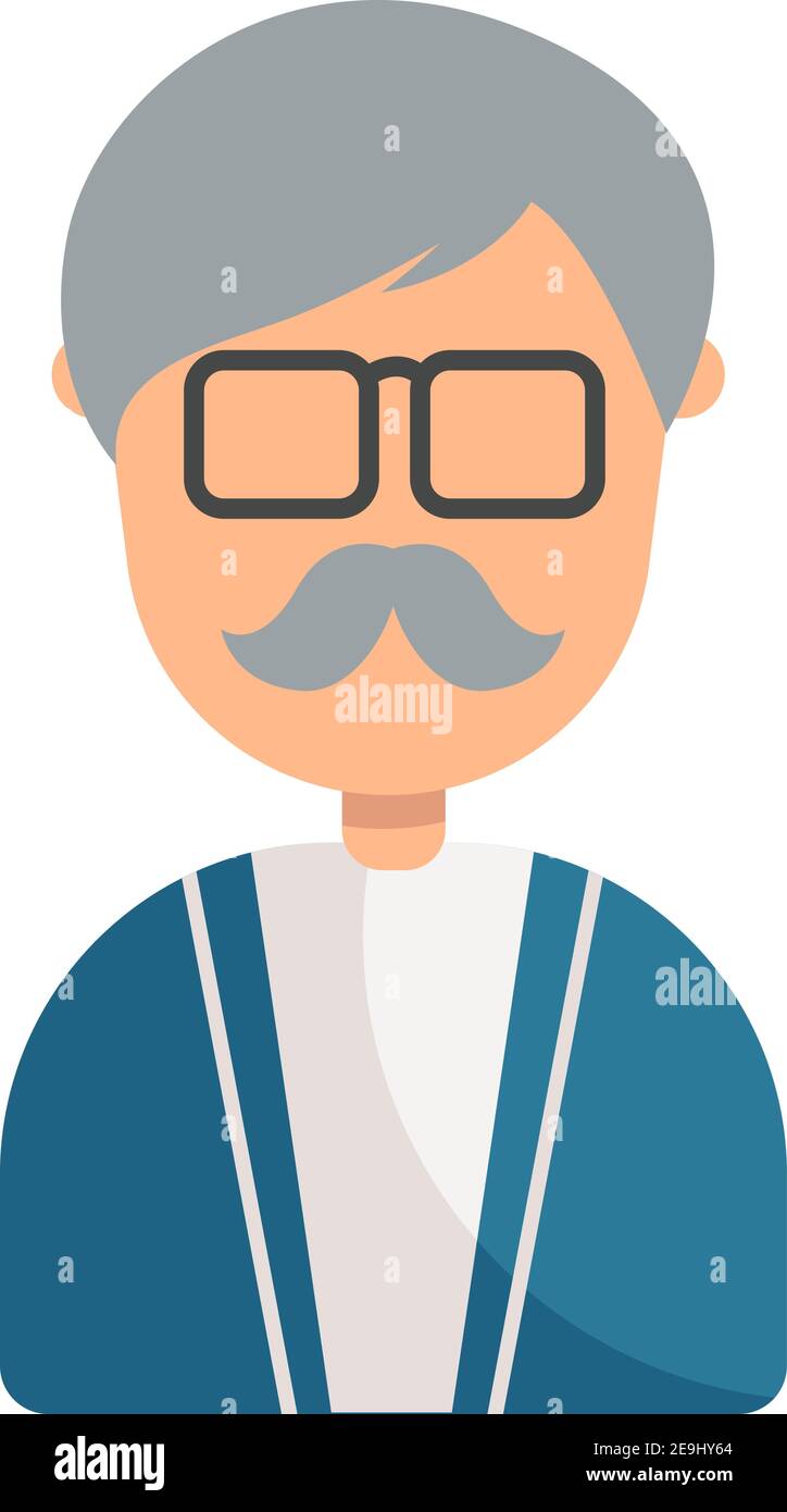 Mann mit grauem Schnurrbart, Illustration, Vektor auf weißem Hintergrund. Stock Vektor