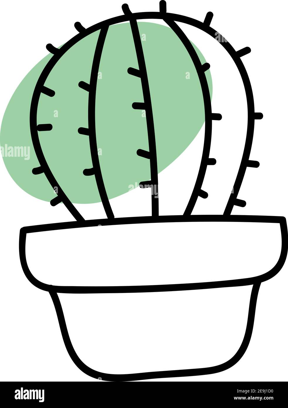 Ein großer Kaktus mit einem grünen Punkt, Illustration, Vektor auf weißem Hintergrund. Stock Vektor
