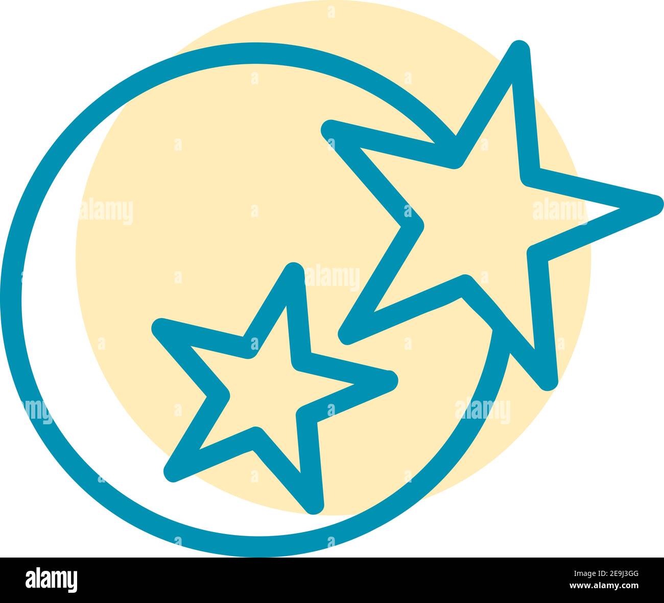 Ein Planet und zwei Sterne, Illustration, Vektor auf weißem Hintergrund. Stock Vektor