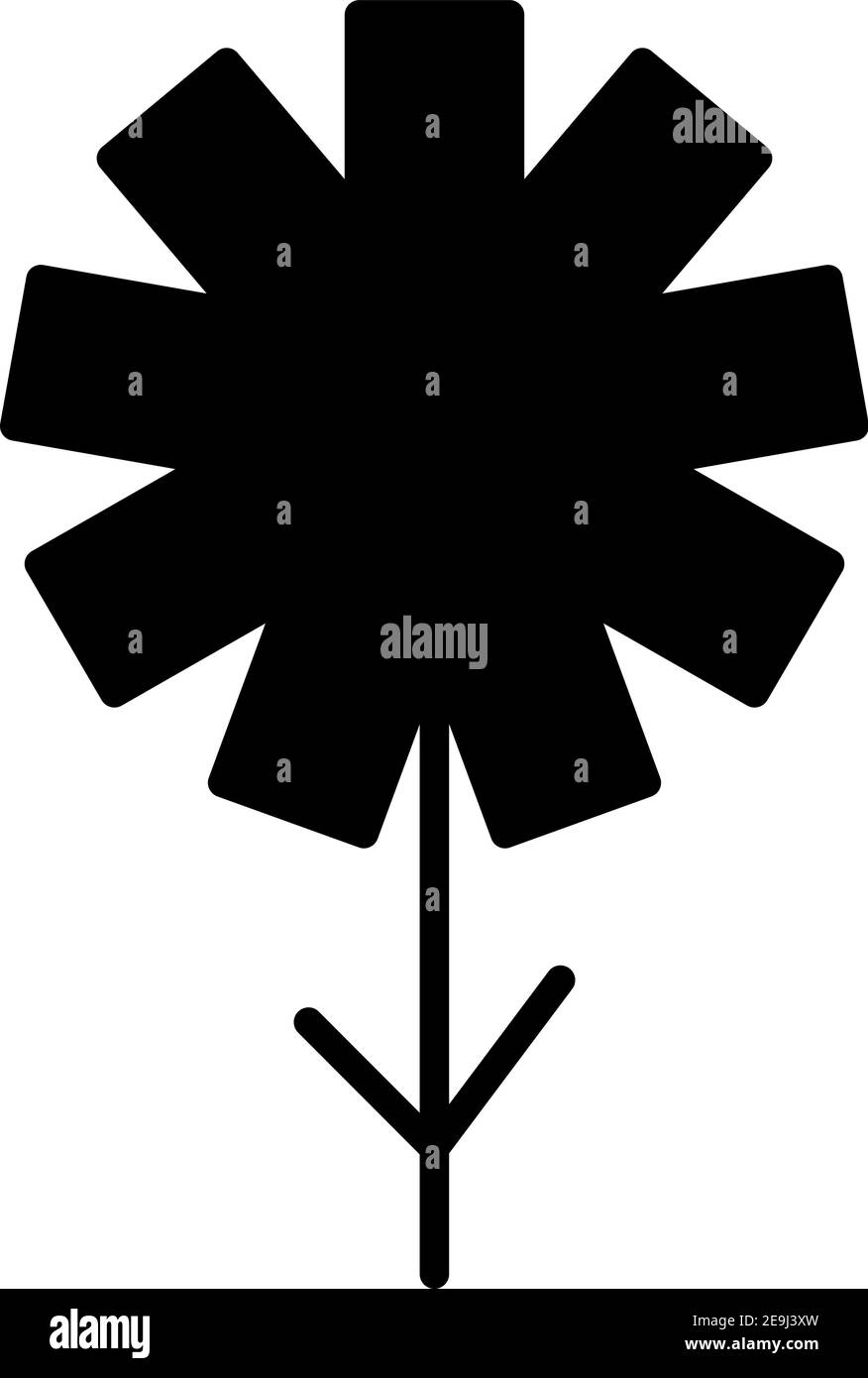 Schwarze Blüte, Illustration, Vektor auf weißem Hintergrund. Stock Vektor