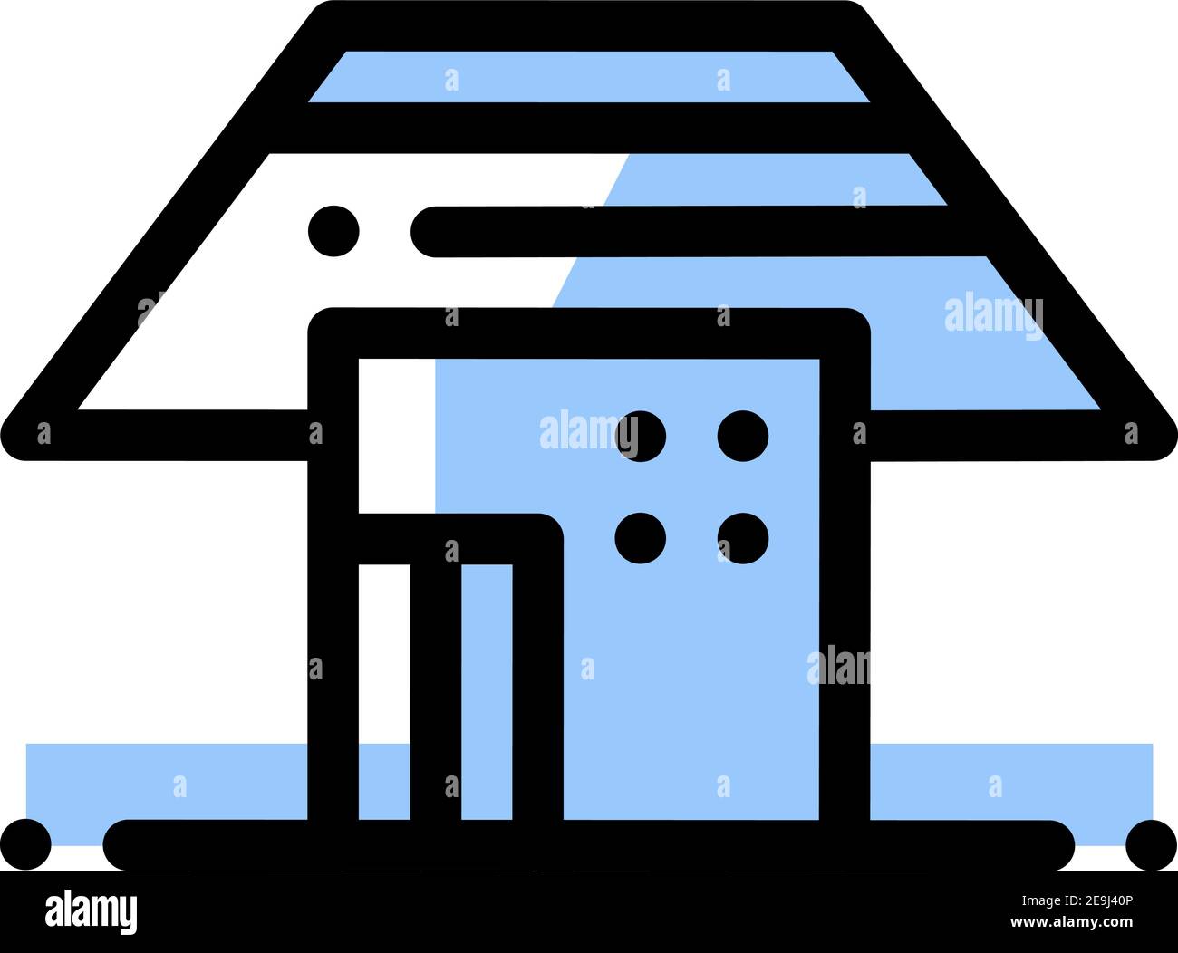 Himmelblau gefärbtes Haus, Illustration, Vektor auf weißem Hintergrund. Stock Vektor