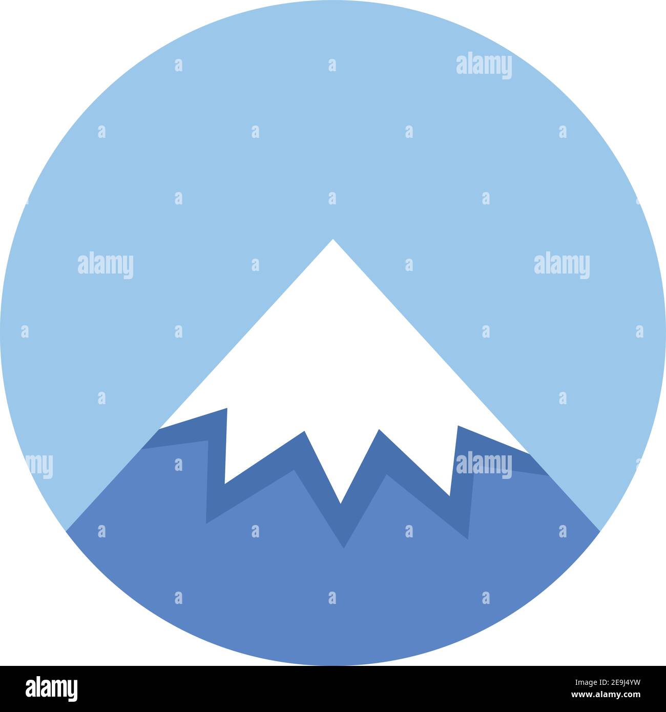 Verschneite Bergspitze in der Tageszeit, Illustration, Vektor auf weißem Hintergrund. Stock Vektor