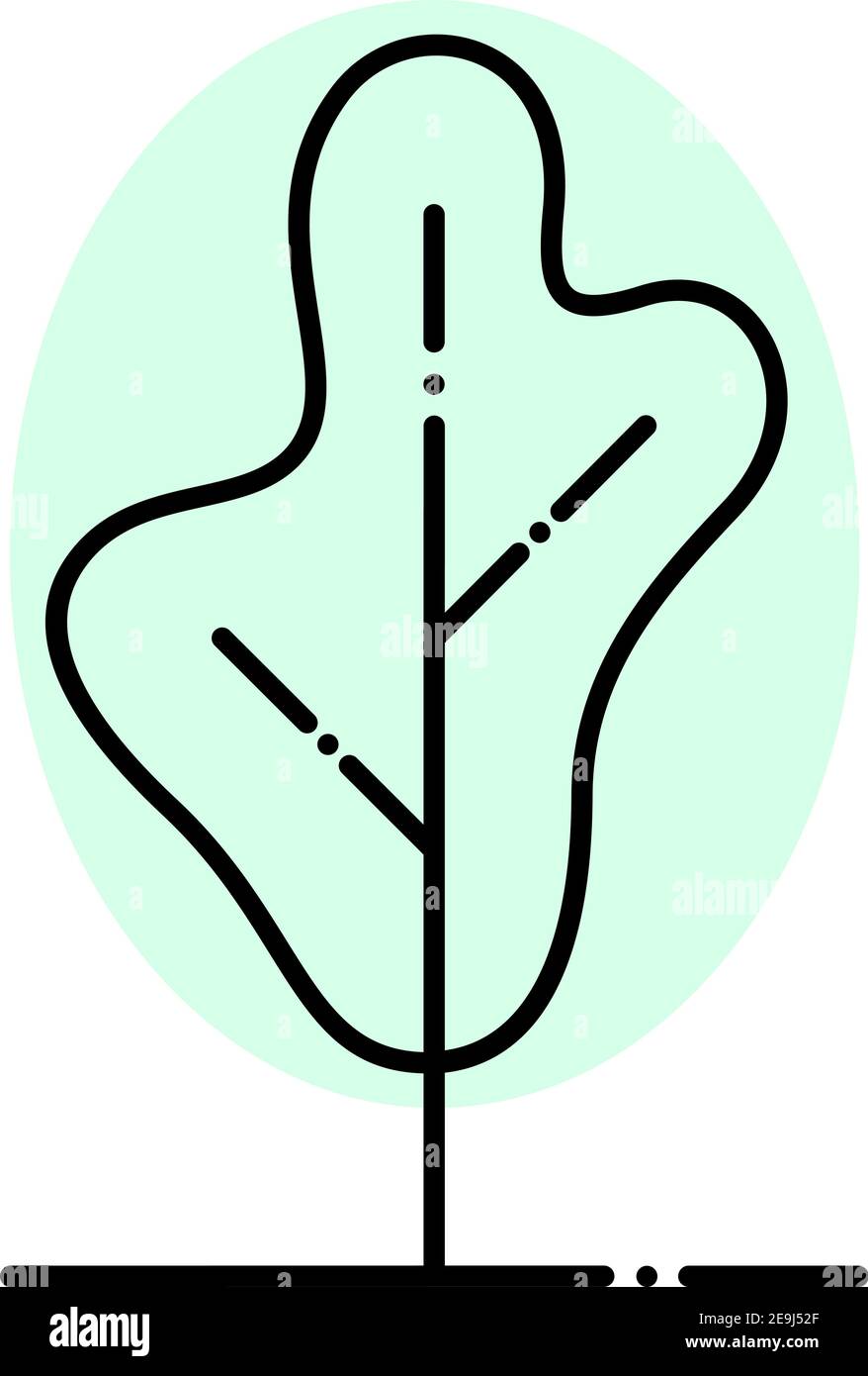 Minimaler cyanfarbener Baum, Illustration, Vektor auf weißem Hintergrund. Stock Vektor