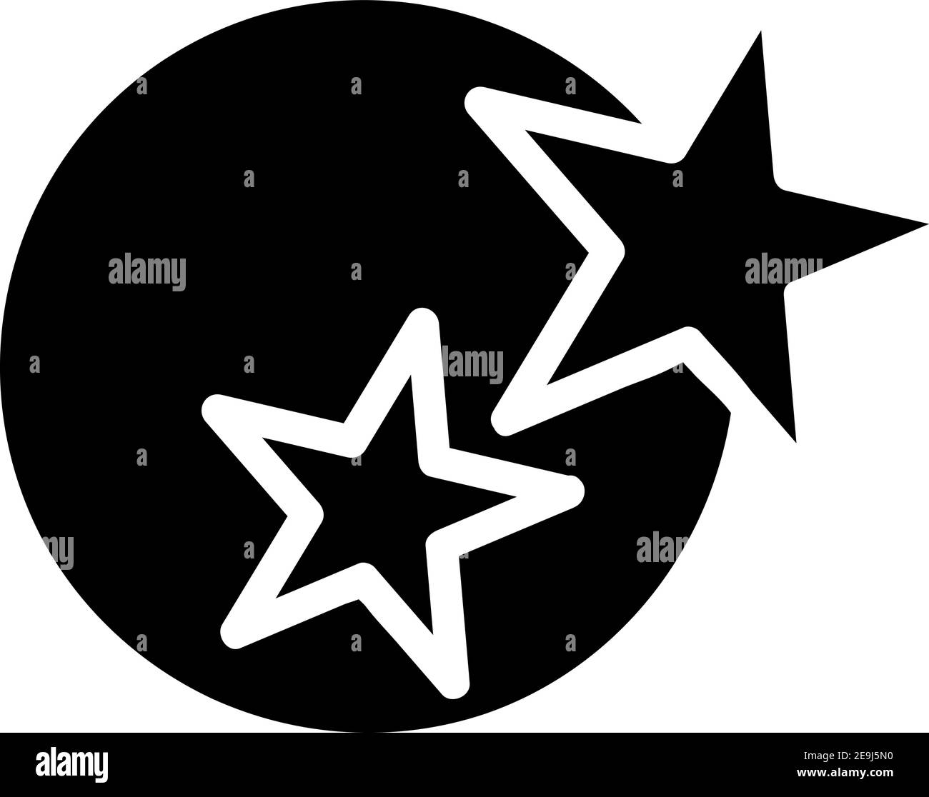 Schwarzer Planet und Sterne, Illustration, Vektor auf weißem Hintergrund. Stock Vektor