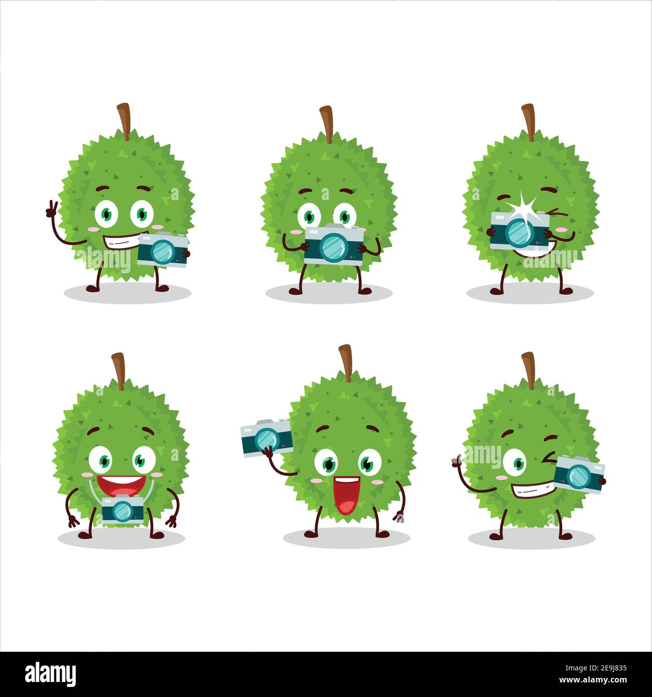 Fotograf Beruf Emoticon mit durian Zeichentrickfigur. Vektorgrafik Stock Vektor