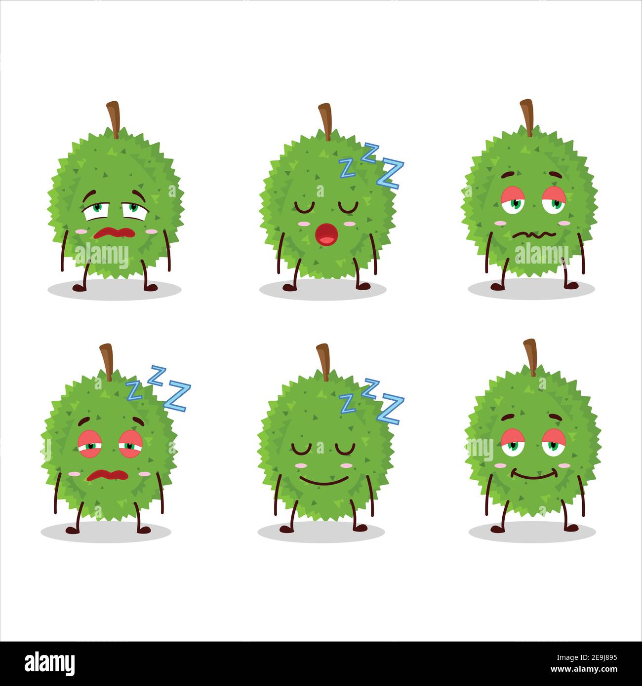 Cartoon-Charakter von Durian mit schläfrigen Ausdruck. Vektorgrafik Stock Vektor