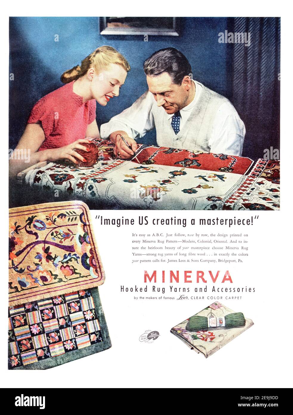 1947 Minerva 'Imagine US creating a Masterpiece' Werbung, retuschiert und restauriert, A3+, Plakatqualität 600dpi Stockfoto
