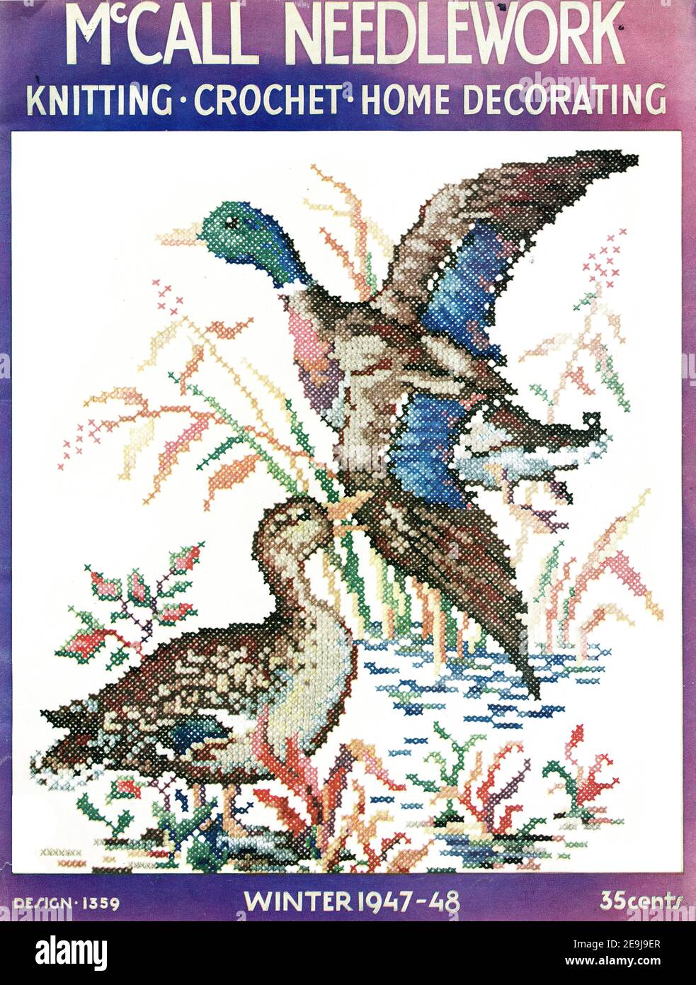 McCall Needlework Magazine Cover 1947-1948 Winterwin Stockfoto