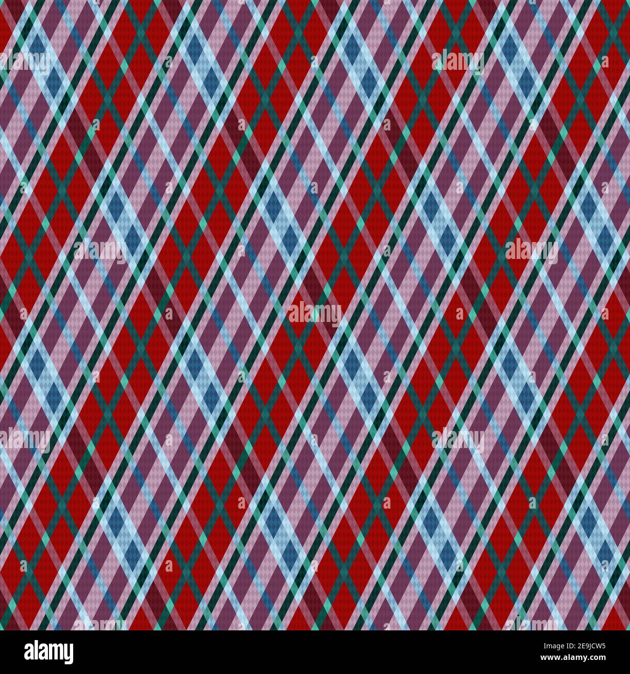 Rhombic nahtlose Vektor-Muster als Tartan Plaid vor allem in rot, magenta und türkis Farben, Textur für Flanell Shirt, Karo, Tischdecken, Kleidung, b Stock Vektor