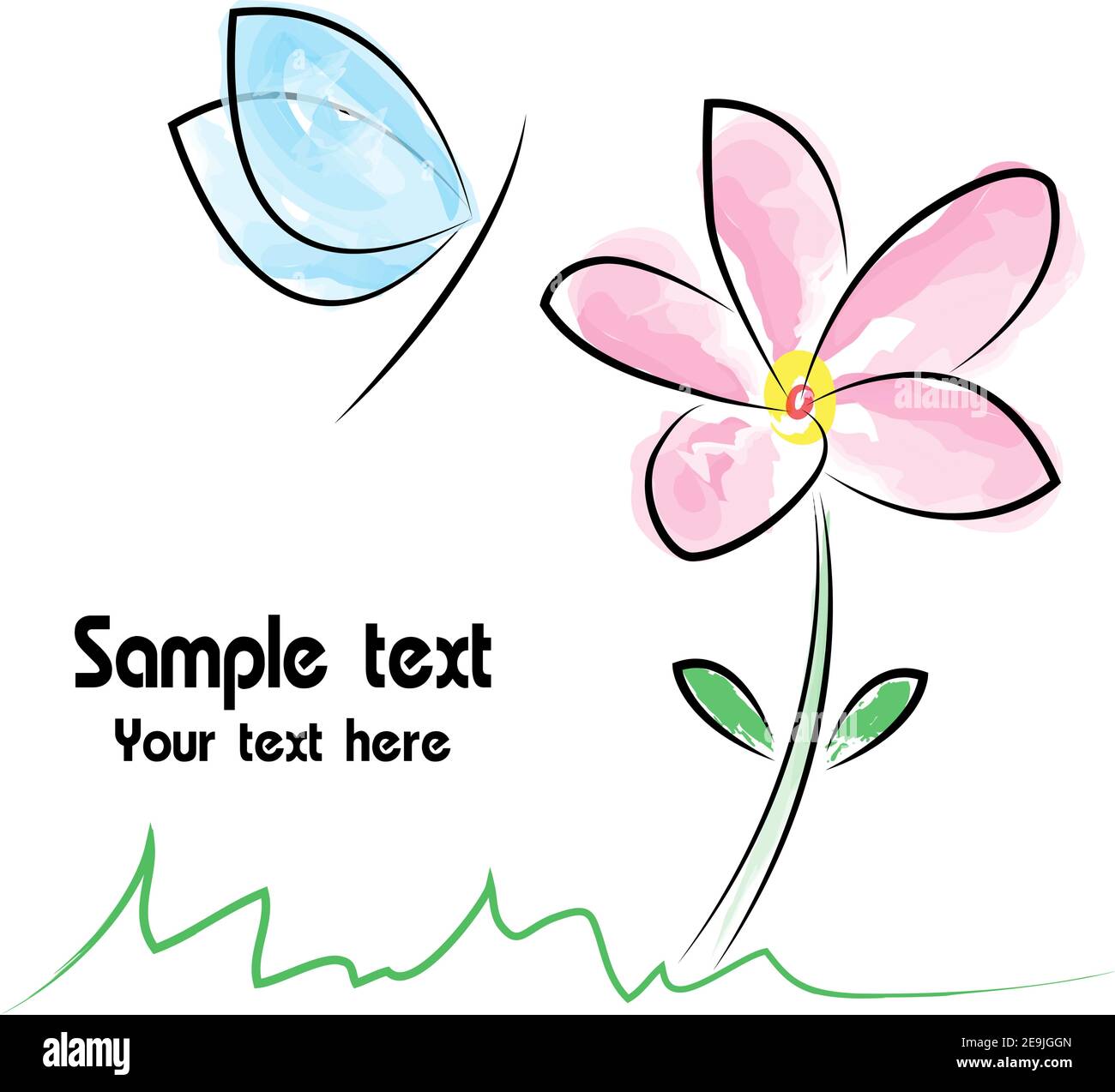 Vektor von Blume und Schmetterling auf weißem Hintergrund. Leicht editierbare Vektorgrafik mit Ebenen. Stock Vektor