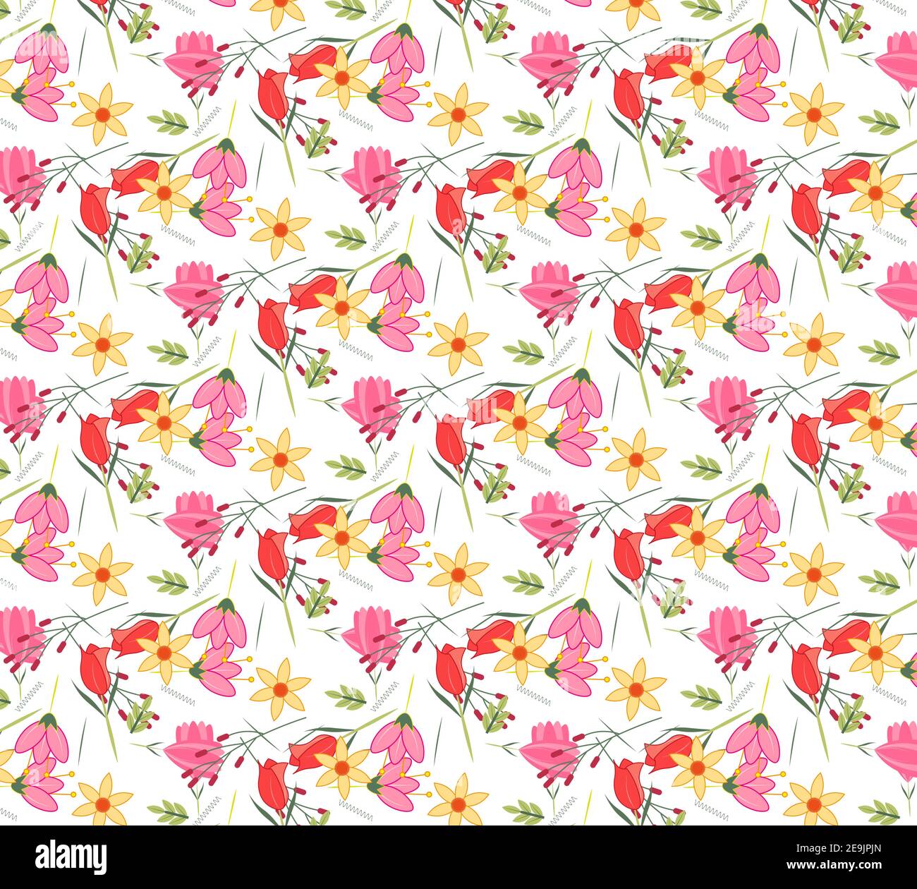 Frühling Blumen nahtlose Vektor-Muster Vektor-Illustration auf einem weißen Hintergrund Stock Vektor