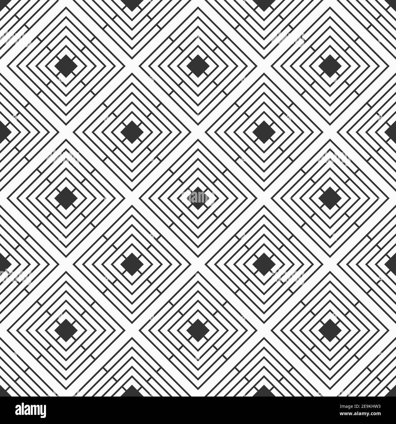 Abstraktes nahtloses Rautenmuster. Moderne, stylische Textur. Geometrische Kacheln werden wiederholt. Vektor monochromer Hintergrund. Stock Vektor