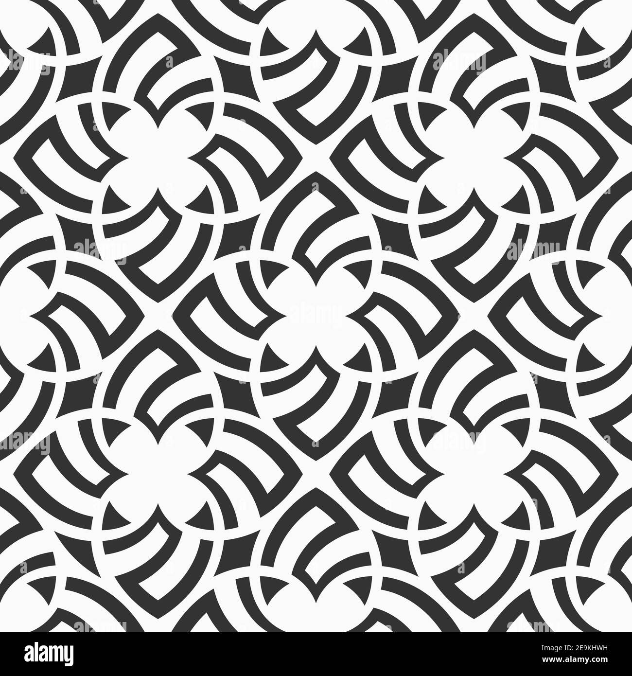 Abstraktes, florales Nahtmuster. Wiederholendes geometrisches Ornament. Moderne, stylische Textur. Vektor monochromer Hintergrund. Stock Vektor